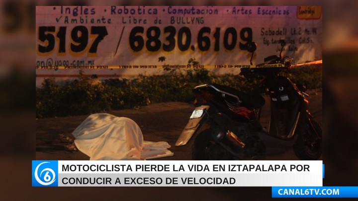 Motociclista pierde la vida en Iztapalapa por conducir a exceso de velocidad