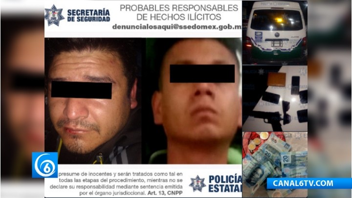 Capturan a dos sujetos probablemente relacionados en robo a transporte