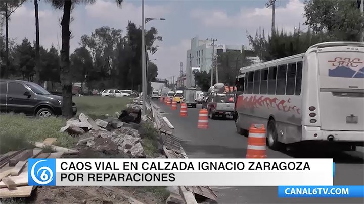 Continúan las afectaciones en la vialidad por reparaciones sobre la Calzada Ignacio Zaragoza