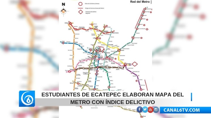 Estudiantes de Ecatepec elaboran mapa del Metro con índice delictivo