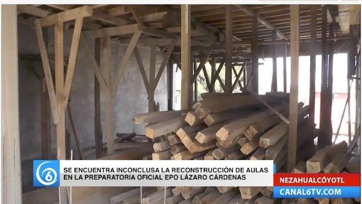 La Preparatoria Oficial Epo Lázaro Cárdenas ubicada en el municipio de Nezahualcóyotl, su reconstrucción de aulas se encuentra inconclusa