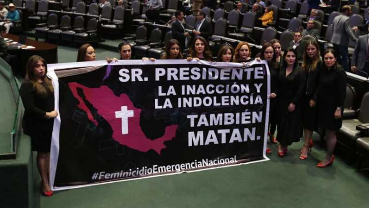 Diputadas protestan en San Lázaro por el feminicidio de Fátima