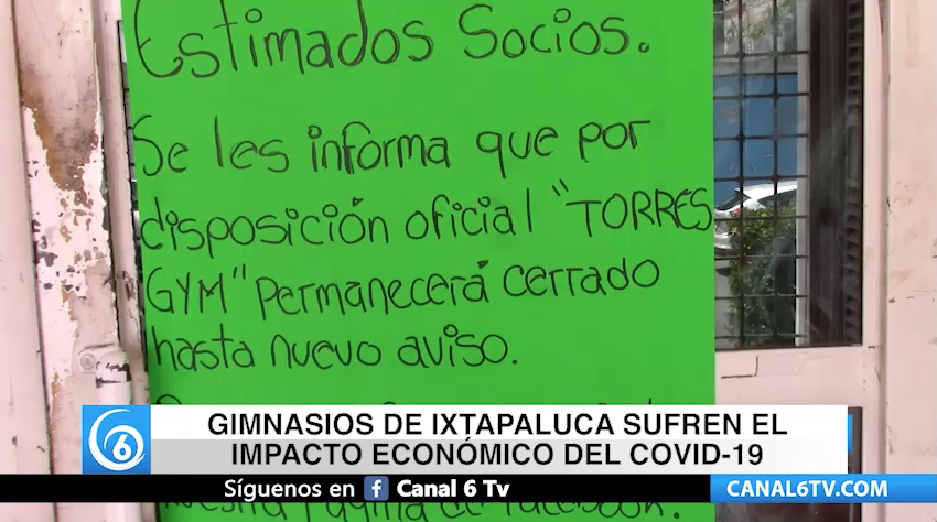 Gimnasios de Ixtapaluca sufren el impacto económico del COVID-19