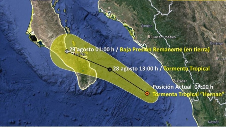 Llega a Baja California Sur, la tormenta tropical Hernán