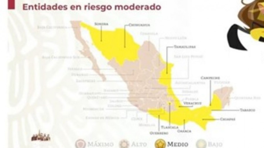 A semáforo amarillo, diez estados de la República