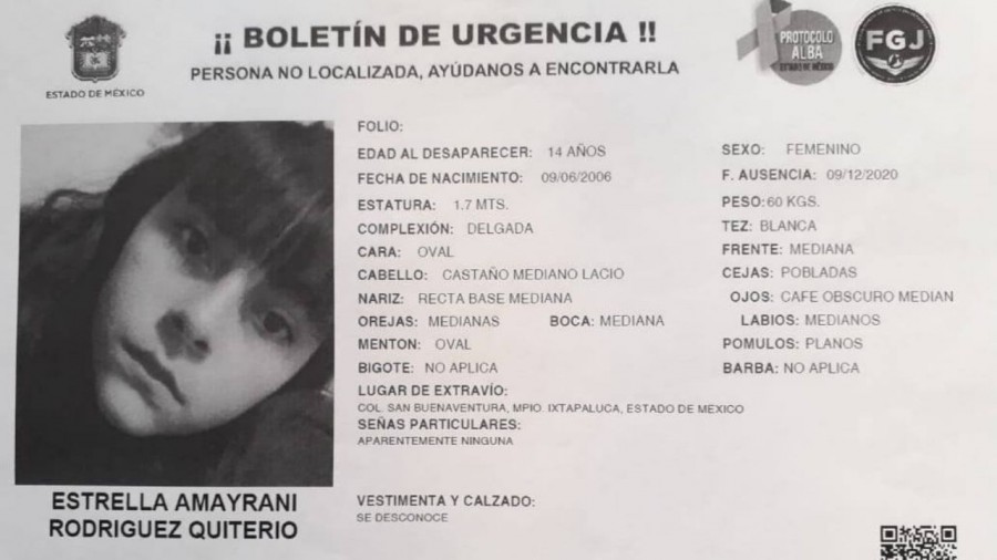 Buscan a Estrella Amayrani, de 14 años, extraviada en Ixtapaluca