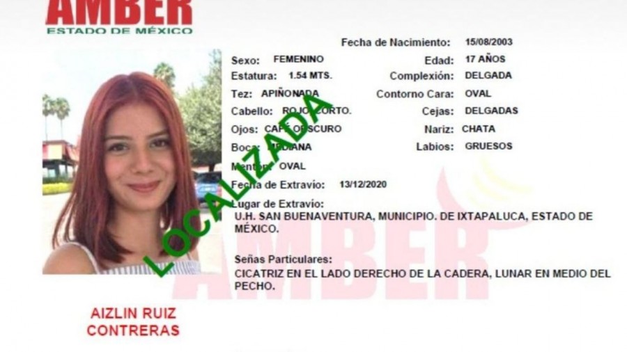 Localizan a Aizlin Ruiz desaparecida en Ixtapaluca