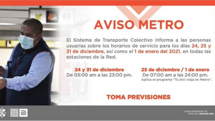Metro, Metobús, Trolebús y RTP anuncian horarios por días feriados