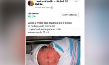 Mujer pone en venta a su bebé por Facebook.