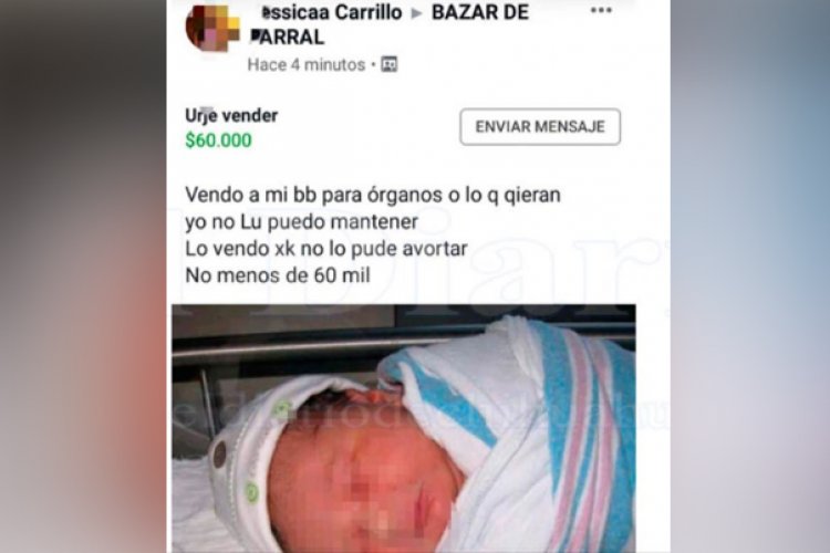 Mujer pone en venta a su bebé por Facebook.