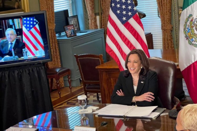 AMLO Y Kamala Harris sostienen reunión; acuerdan rescate del triángulo norte