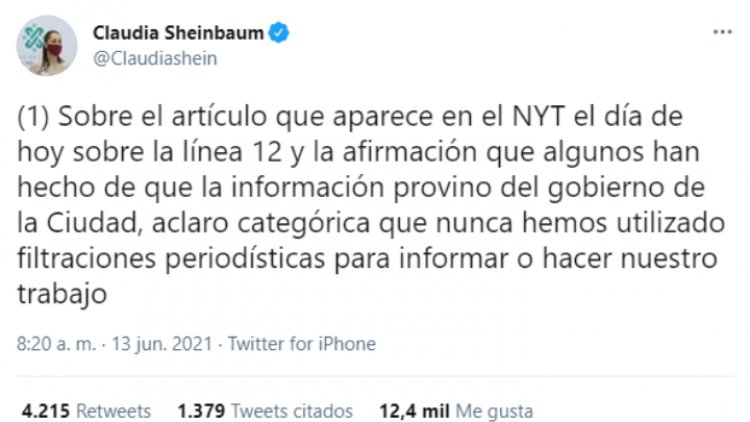 Sheinbaum descarta conflicto con Ebrard, tras reportaje sobre L12 del Metro