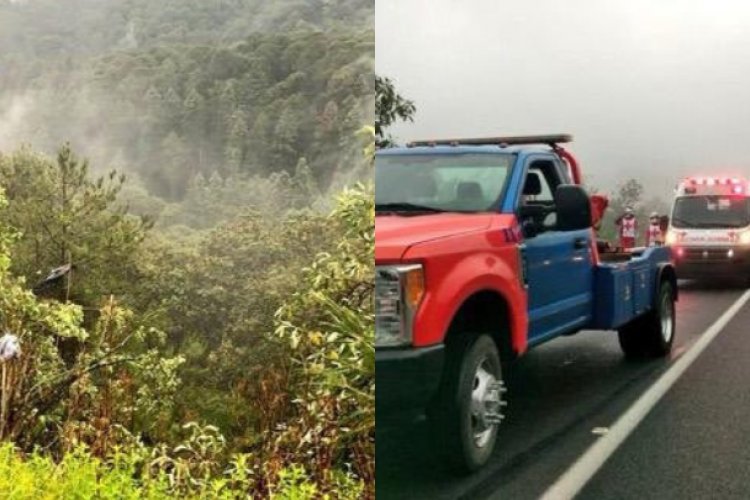 Automóvil cae a barranca de más de 40 metros en la México-Toluca