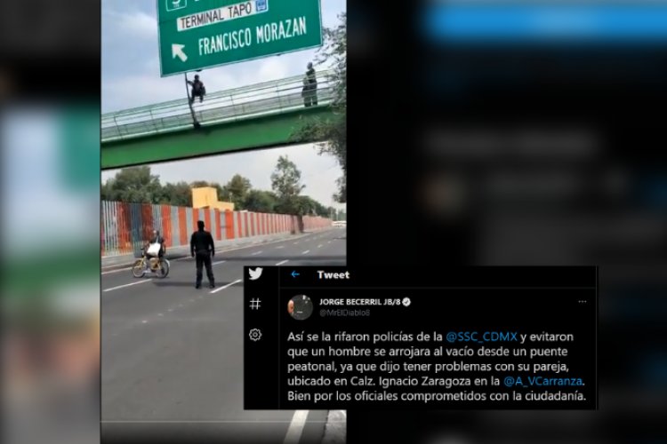 Por desamor, joven intenta arrojarse de puente en Calz. Ignacio Zaragoza