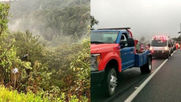 Automóvil cae a barranca de más de 40 metros en la México-Toluca