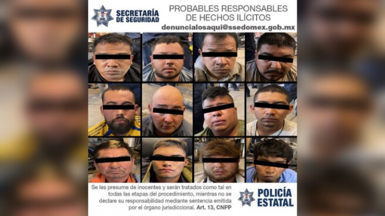 Aseguran a 12 miembros de banda dedicada al robo de autos en Tecámac