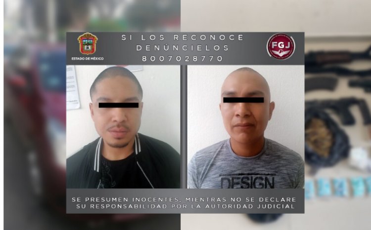 Aseguran dos sujetos en posesión de cocaina, armas y cartuchos en Ecatepec