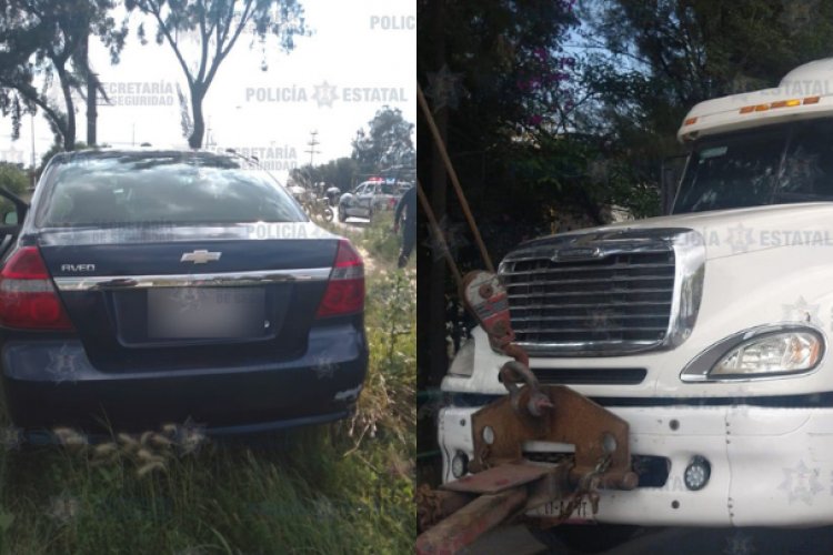 Bloquean paso de tráiler con auto para robárselo en Cuautitlán Izcalli