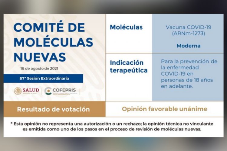 Progresa aval para uso de vacuna Anticovid de moderna en México