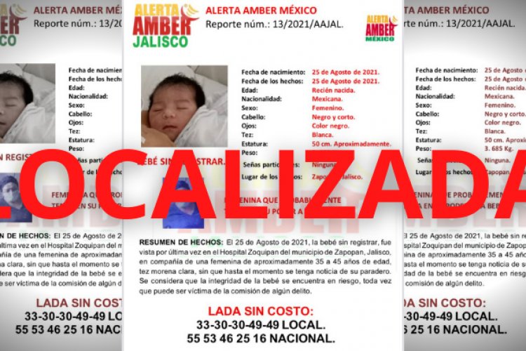 Encuentran a bebé robada por mujer disfrazada de enfermera en Jalisco