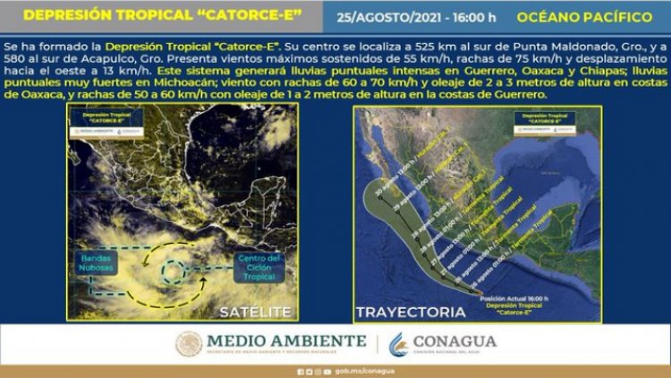 ¡Atención! Depresión tropical 14-E se transforma en tormenta tropical