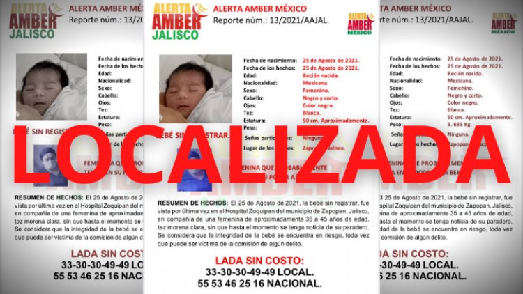 Encuentran a bebé robada por mujer disfrazada de enfermera en Jalisco