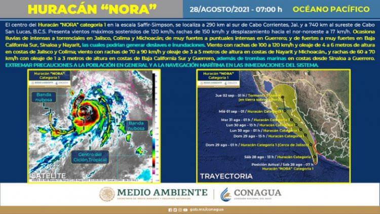 ´Nora´ ya es huracán categoría 1; se esperan fuertes lluvias en el Valle de México