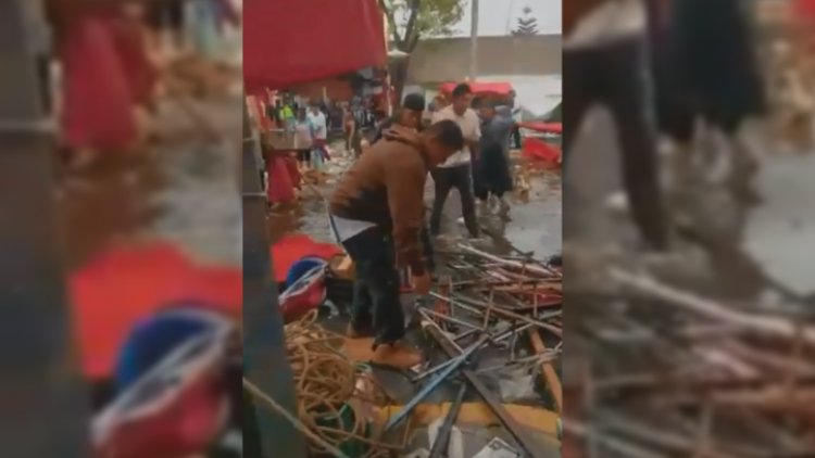 La corriente de lluvia arrastró a comerciantes de Tlalnepantla