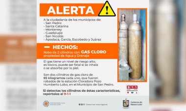 Roban cilindros de gas cloro en Nuevo León