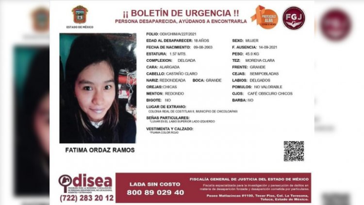 Buscan a joven desaparecida en Chicoloapan