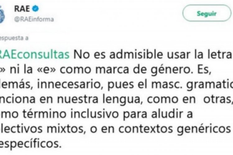 RAE rechaza ´lenguaje inclusivo´; te decimos por qué