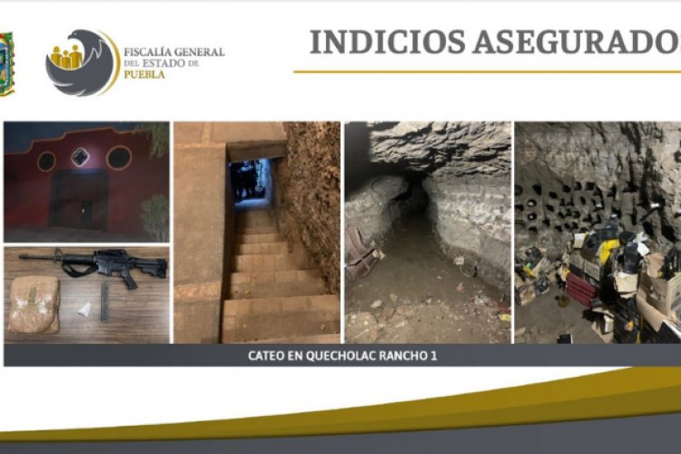 Encuentran túnel, armas y droga en Puebla