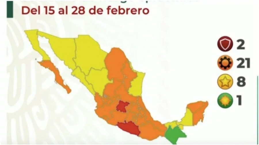 México con solo dos estados en semáforo epidemiológico rojo