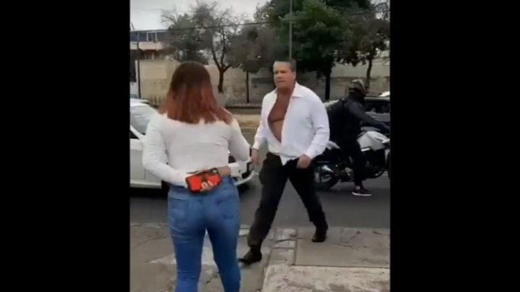 Alfredo Adame se pelea en la calle con mujer