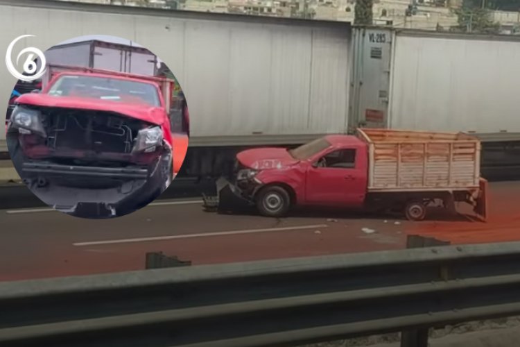 Vuelca una camioneta con ladrillos en la México-Puebla