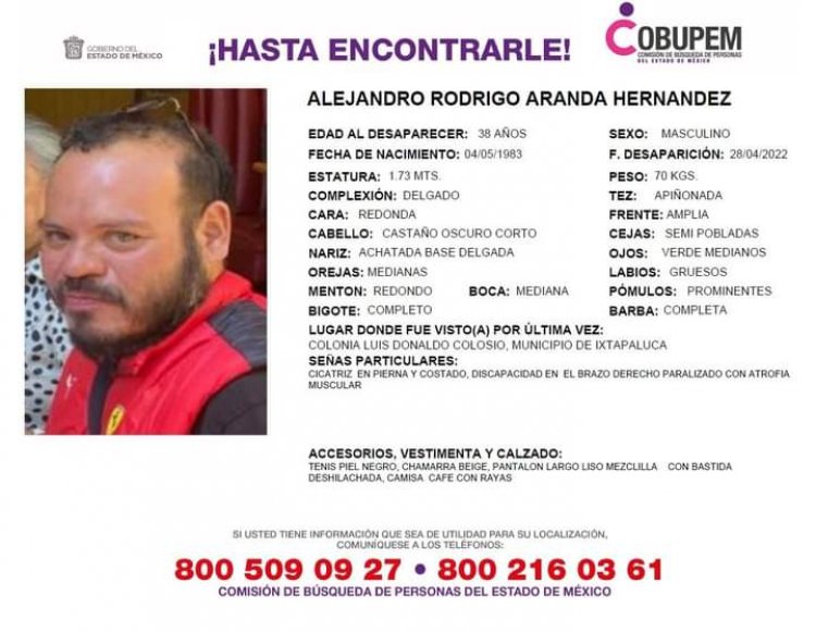 Alejandro desapareció en Ixtapaluca, piden ayuda a la ciudadanía para encontrarlo