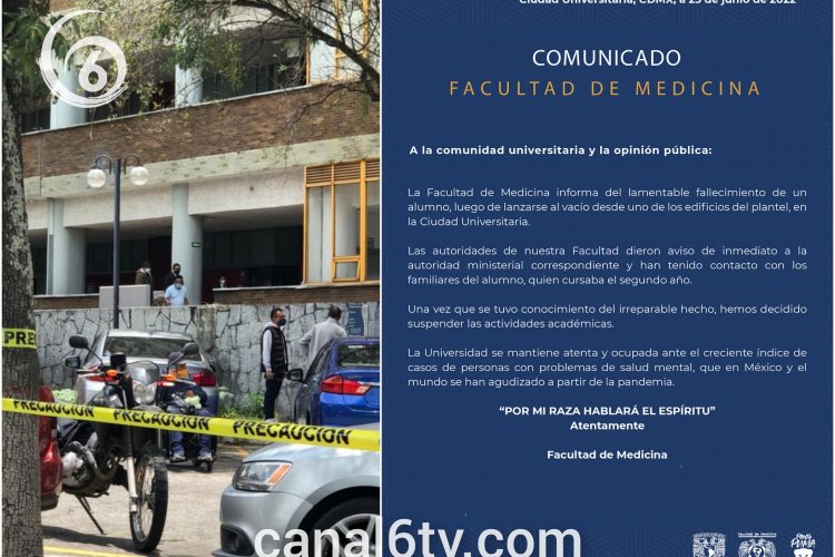 UNAM confirma suicidio de estudiante de medicina