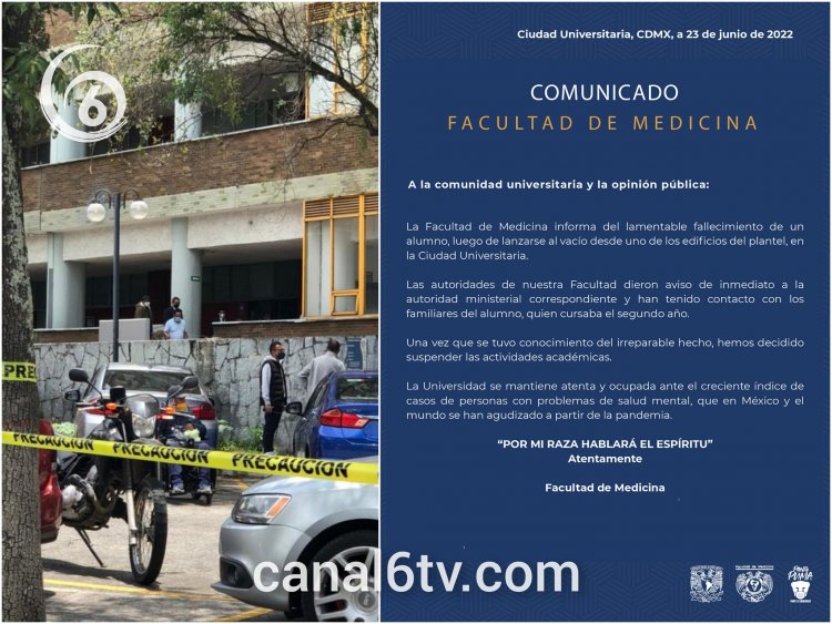 UNAM confirma suicidio de estudiante de medicina