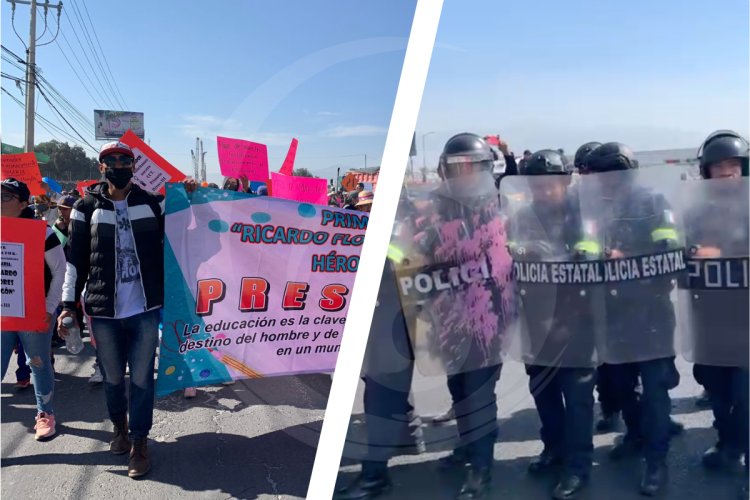 Bloquean la México-Puebla por falta de pagos a docentes