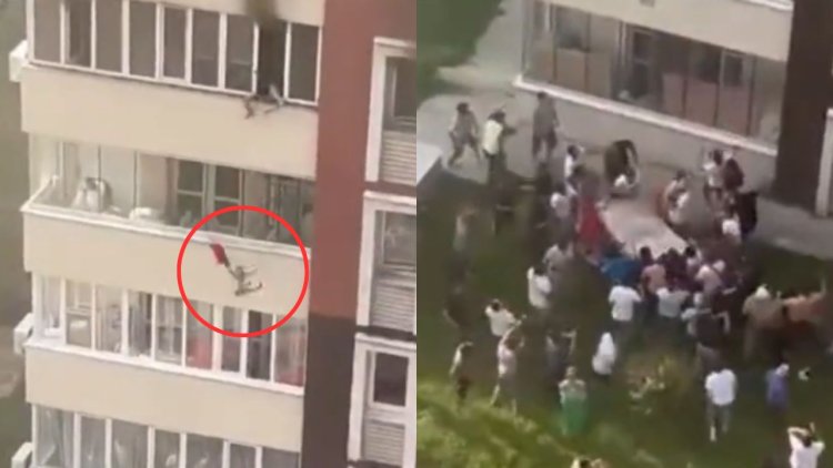 Personas saltan desde piso 16 para salvarse de un incendio, Kazajistán