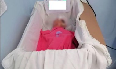 Bebé es colocada en caja de cartón en el área de cuneros en Hospital de Oaxaca
