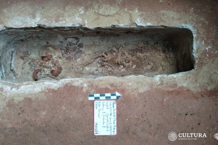 Reciente descubrimiento de un entierro humano con ofrenda durante obras del Hotel Tren Maya en Palenque
