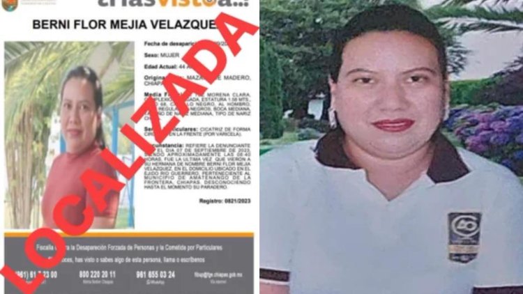 Confirman hallazgo sin vida de la maestra Berni Flor, Chiapas