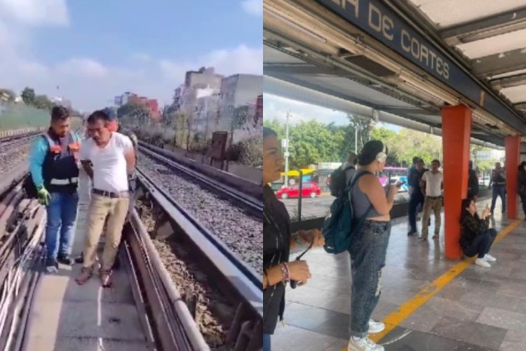 Hombre desciende a vías de la Línea 2 del Metro CDMX y es detenido