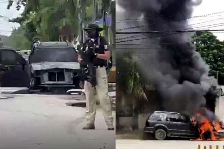 Reportan balacera e incendio de camioneta en Cancún, Quintana Roo