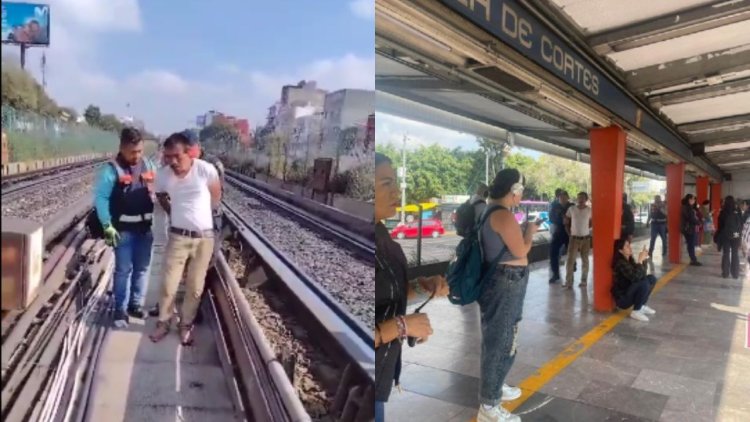 Hombre desciende a vías de la Línea 2 del Metro CDMX y es detenido