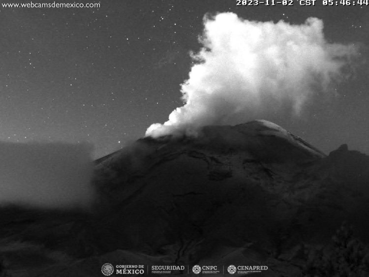 Reciente actividad del volcán Popocatépetl, reportan caída de ceniza