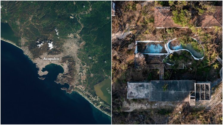 La NASA reveló el antes y después del paso del Huracán Otis por Acapulco.