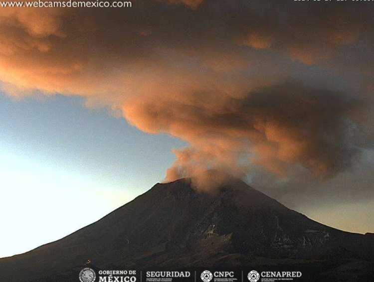 Se registra intensa actividad del volcán Popocatépetl