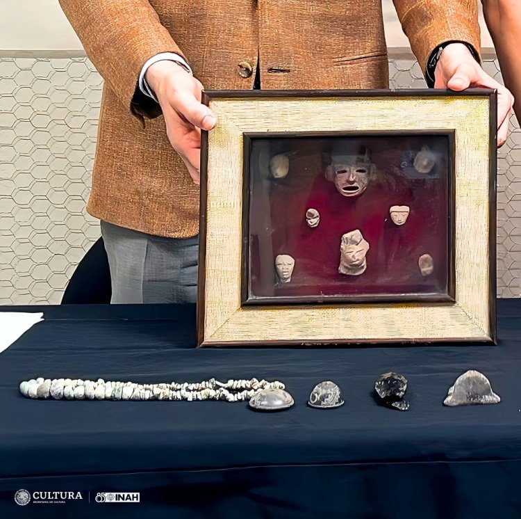 Ciudadana de Estados Unidos regresa de manera voluntaria 13 piezas arqueológicas de México